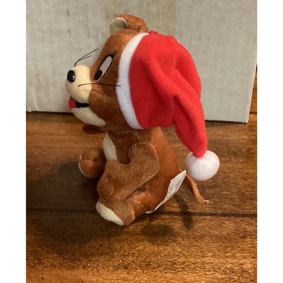Tom & Jerry Mouse Christmas Ornament Vtg Plush Stuffed Animal Mini Toy Santa Hat - Picture 3 of 8